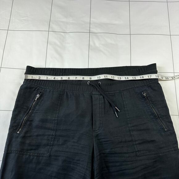 Athleta Pants Women 14 Black Cabo Linen Wide Leg Relaxed Casual Vacation Neutral - Picture 7 of 12